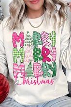 Load image into Gallery viewer, Beige MERRY Christmas Printed Drop Shoulder Pullover Sweatshirt