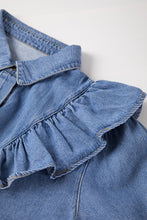 Load image into Gallery viewer, Dusk Blue Denim Ruffled Casual Top