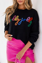Load image into Gallery viewer, Black Holly Jolly Round Neck Casual Sweater