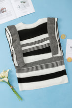 Load image into Gallery viewer, Black Curvy Girl Mixed Striped Print Ruffled Sweater Vest