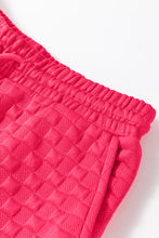 Cargar imagen en el visor de la galería, Strawberry Pink Checkered Textured Split Pullover Top and Pants Set
