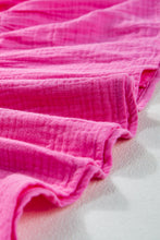 Load image into Gallery viewer, Bright Pink Textured Square Neck Flutter Sleeve Tiered Flowy Blouse