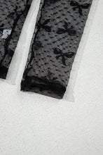 Load image into Gallery viewer, Black Bow Pattern Accent Mesh Long Sleeve Top