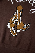 Load image into Gallery viewer, Coffee Western Howdy Boot Graphic High Neck Sweater