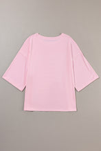 Load image into Gallery viewer, Light Pink Colorblock Star Patched Half Sleeve Oversized Tee