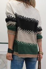 Load image into Gallery viewer, Black Stylish Color Block Pattern Drop Shoulder Sweater