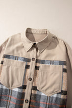 Load image into Gallery viewer, Khaki Plaid Patchwork Long Sleeve Shirt Mini Dress