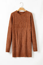 Load image into Gallery viewer, Coffee Cable Knit Drop Shoulder Loose Fit Sweater Dress