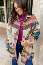 Load image into Gallery viewer, White Aztec Print Button Up Shacket