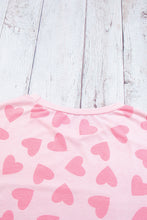 Cargar imagen en el visor de la galería, Pink Valentine Heart Shape Print Long Sleeve Top Shorts Lounge Set