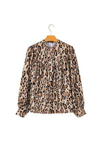 Cargar imagen en el visor de la galería, Light French Beige Oversized Leopard Print Balloon Sleeve Casual Shirt
