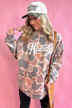 Cargar imagen en el visor de la galería, Multicolour Camo Print Howdy Western Style Baggy Pullover Sweatshirt