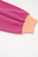 Cargar imagen en el visor de la galería, Rose Red Color Contrast Loose Pullover and Lace-up Waist Skort Set