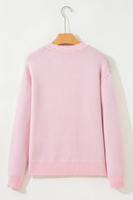 Load image into Gallery viewer, Pink Christmas Ginger Bread Man Print Round Neck Casual Sweater