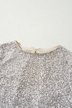 Load image into Gallery viewer, Silvery Sequin Puff Sleeve Cutout Back Blouse