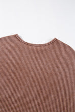 Load image into Gallery viewer, Coffee Waffle Knit Fringed High Low Loose Top