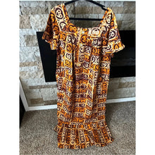 Load image into Gallery viewer, Custom Vintage Rust Floral Boho Midi Dress with Ruffle Indie