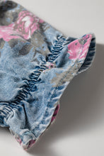 Cargar imagen en el visor de la galería, Sky Blue Floral Print Denim Short Sleeve Button Down Dress