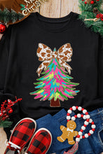 Load image into Gallery viewer, Black Bowknot Christmas Tree Shiny Graphic Sweatshirt