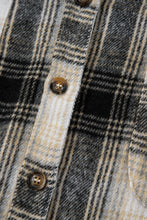 Load image into Gallery viewer, Black Plus Size Plaid Leopard Printed Patchwork Button Up Shacket