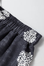 Cargar imagen en el visor de la galería, Black Bohemian Printed Drawstring Waist Wide Leg Pants