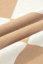 Load image into Gallery viewer, Light French Beige Checkered Pattern Loose Drop Shoulder Half Sleeve Sweater