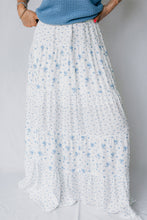 Cargar imagen en el visor de la galería, Sky Blue High Waist Tiny Floral Print Boho Maxi Skirt