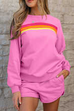 Load image into Gallery viewer, Bonbon Striped Accent Pullover and Shorts Two Piece Casual Set