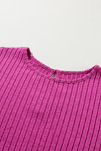 Load image into Gallery viewer, Rose Red Solid Color Ribbed Short Sleeve Wide Leg Jumpsuit