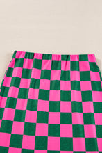 Cargar imagen en el visor de la galería, Rose Checkered Print Side Slit High Waist Midi Skirt