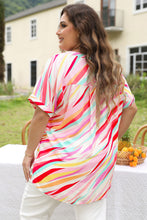 Load image into Gallery viewer, White Abstract Print Short Sleeve Notched Neck Plus Size Top