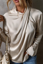 Load image into Gallery viewer, Jet Stream Satin Cross Front Slit Back Blouse