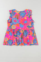 Cargar imagen en el visor de la galería, Rose Red Boho Pattern Print Flounce V Neck Tank Top