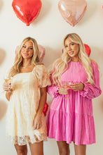 Load image into Gallery viewer, Strawberry Pink Flounce Sleeve Tiered Ruffled Velvet Mini Dress