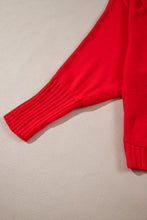 Load image into Gallery viewer, Red Merry Letter Embroidered High Neck Sweater