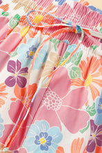 Load image into Gallery viewer, Pink Floral Smocked Waist Loose Pants