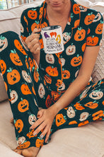 Load image into Gallery viewer, Orange Halloween Pattern Short Sleeve Shirt Pajama Set