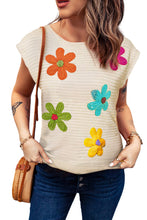 Cargar imagen en el visor de la galería, White Flower Crochet Round Neck Knitted Top