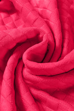 Cargar imagen en el visor de la galería, Strawberry Pink Checkered Textured Split Pullover Top and Pants Set