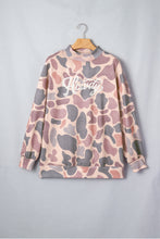 Cargar imagen en el visor de la galería, Multicolour Camo Print Howdy Western Style Baggy Pullover Sweatshirt