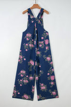 Cargar imagen en el visor de la galería, Blue Beau Floral Print Pleated High Waist Wide Leg Denim Jumpsuit