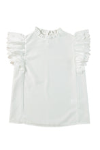 Cargar imagen en el visor de la galería, White Solid Color Scalloped Ruffle Sleeve Top