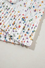 Load image into Gallery viewer, White Multicolor Dotted Rib Knit Long Sleeve Cardigan