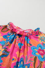 Cargar imagen en el visor de la galería, Rose Frilly Mock Neck Short Puff Sleeve Floral Blouse