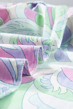 Load image into Gallery viewer, Green Abstract Print Bubble Sleeve Smock Detail Blouse