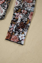 Load image into Gallery viewer, Brown Floral Long Sleeve High Neck Sheath Mesh Blouse