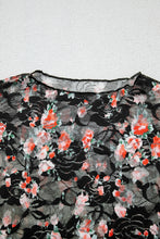 Load image into Gallery viewer, Black Floral Mesh Sheer Long Sleeve Top