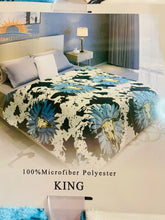 Load image into Gallery viewer, World's Softest King Size Comforter Cow Print Turquoise Bull Skull Sunflower Blanket