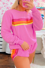 Load image into Gallery viewer, Bonbon Striped Accent Pullover and Shorts Two Piece Casual Set