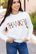 Load image into Gallery viewer, White Thankful Ivory Embroidered Sweater